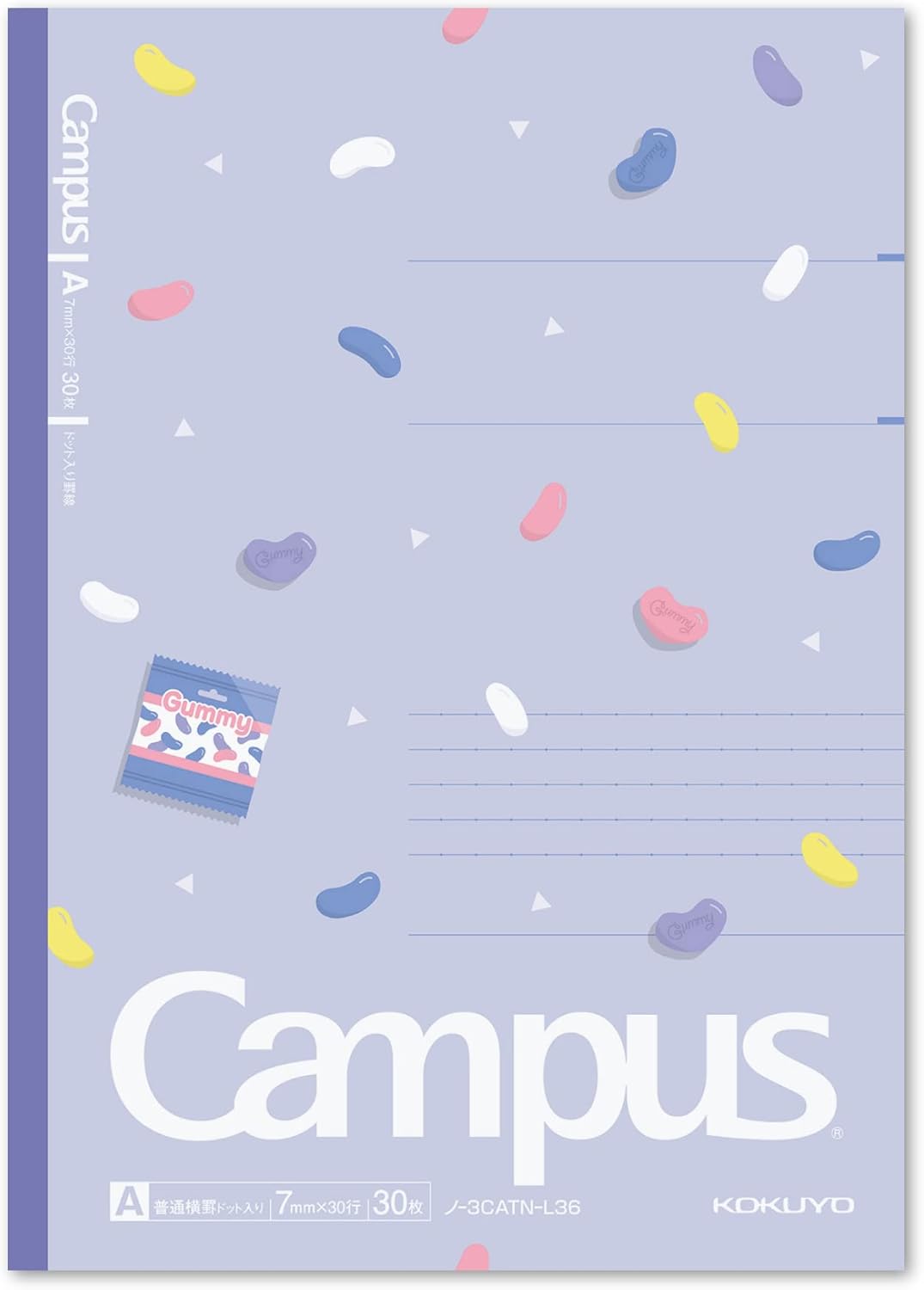 KOKUYO Composition Notebooks, 5 Pack Campus Semi-B5 Comp Book with Dot A 7mm Ruled, 30 Sheets, School Lined Notebook in Snack Motif, Journal Notebook for Women Work Study Note Taking (NO-3CATN-L36X5)
