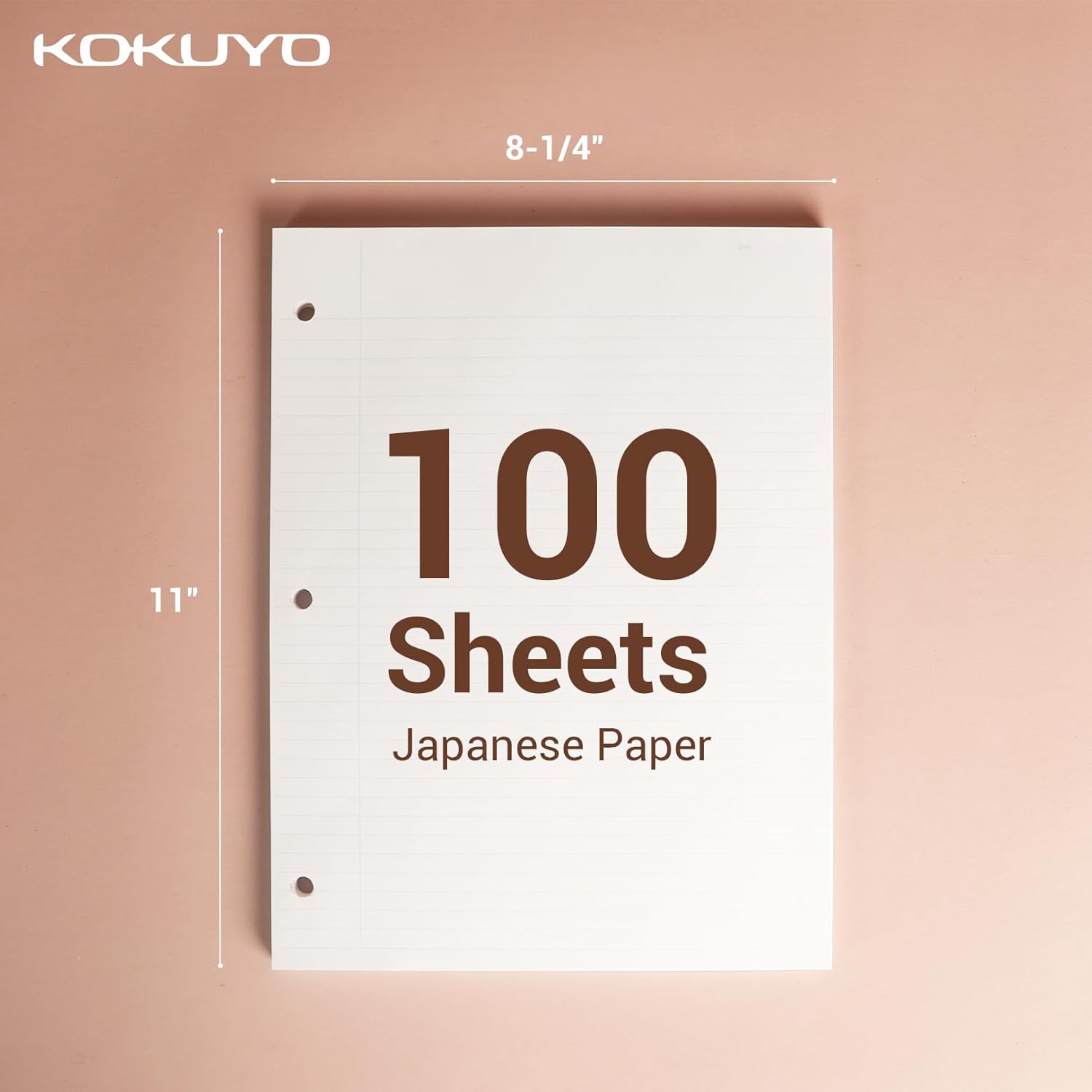 Kokuyo Campus Loose Leaf Paper for 3 Ring Binders, 8-1/4"x11”, College Ruled Notebook Paper, 100 Sheets, Japanese Smooth Paper Prevents Ink Bleeding, School Suppliers, Made in Japan(WSG-NO-887G1)