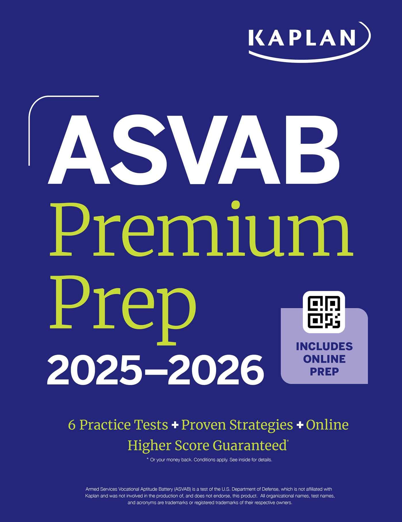ASVAB Premium Prep 2025-2026: Includes 6 Full Length Practice Tests, 1000+ Practice Questions + Online Access to Interactive Video Lessons and Tutorials (Kaplan Test Prep)