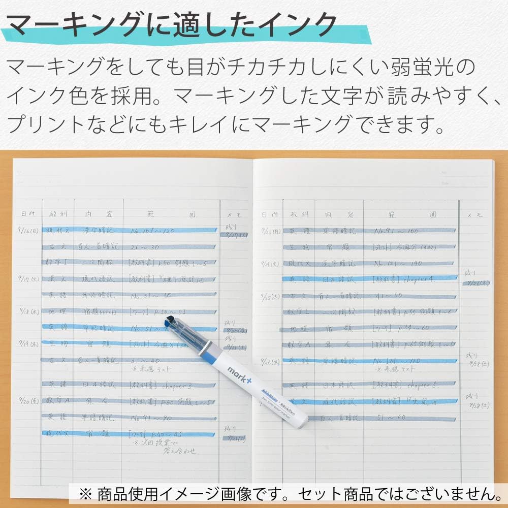 KOKUYO 2-Tone Pastel Highlighter 5 Colors Set. Mark+ Two Colors Dual Tips Markers, Quick Dry Similar Shades Tip 5 Pack of Pink, Blue, Green, Purple, Yellow. Japan Import (PM-MT100-5S).