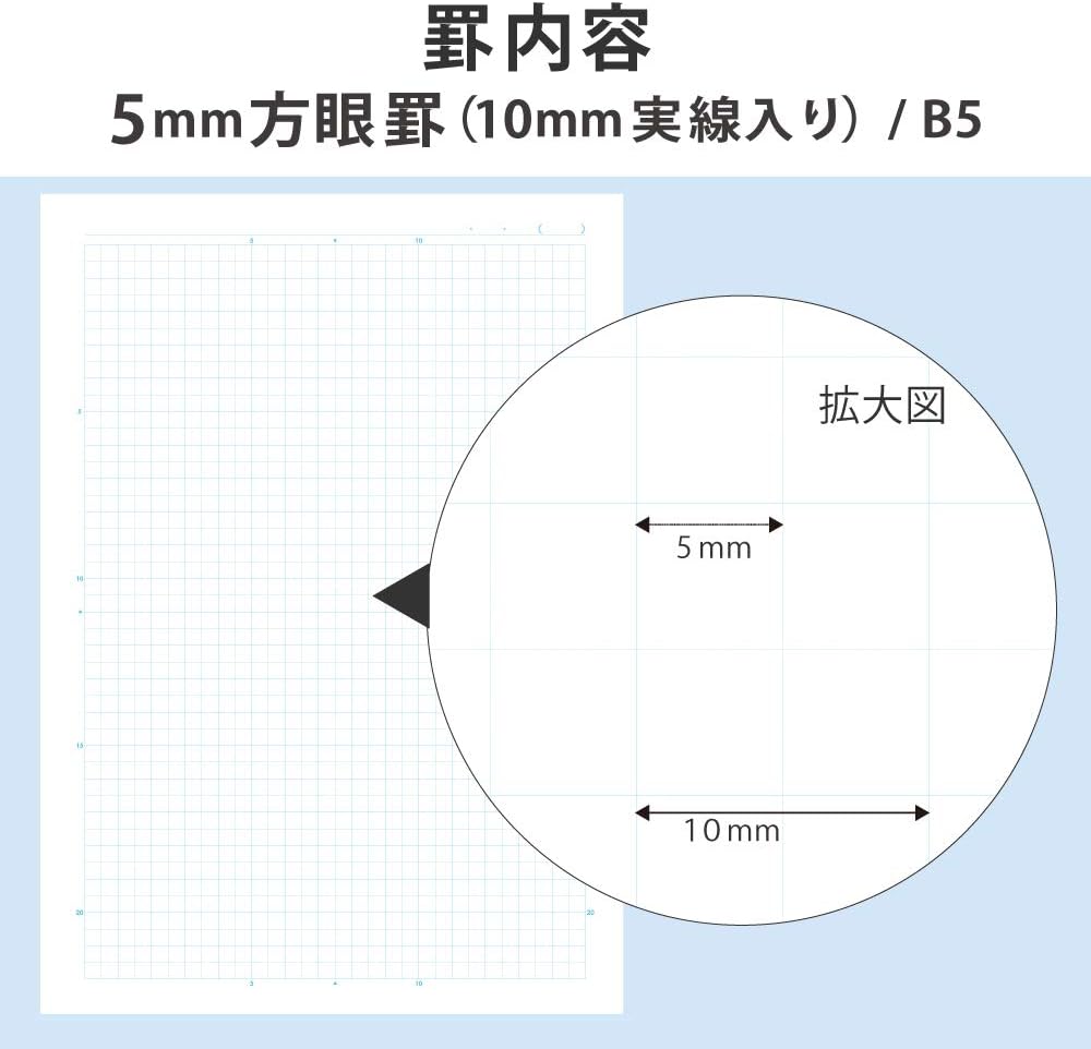 KOKUYO Campus Notebook, Easy Erasing, Semi-B5, 5mm(0.2in) Grid Ruled, 0.4 inch (10 mm) Solid Line, 30 Sheets, Pack of 5, 5 Colors, Japan Import (NO-30S10-5X5)