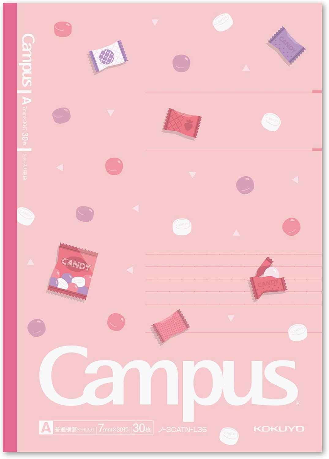 KOKUYO Composition Notebooks, 5 Pack Campus Semi-B5 Comp Book with Dot A 7mm Ruled, 30 Sheets, School Lined Notebook in Snack Motif, Journal Notebook for Women Work Study Note Taking (NO-3CATN-L36X5)
