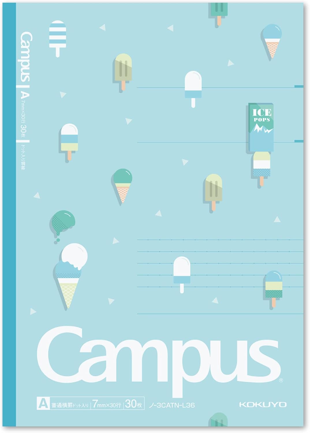 KOKUYO Composition Notebooks, 5 Pack Campus Semi-B5 Comp Book with Dot A 7mm Ruled, 30 Sheets, School Lined Notebook in Snack Motif, Journal Notebook for Women Work Study Note Taking (NO-3CATN-L36X5)