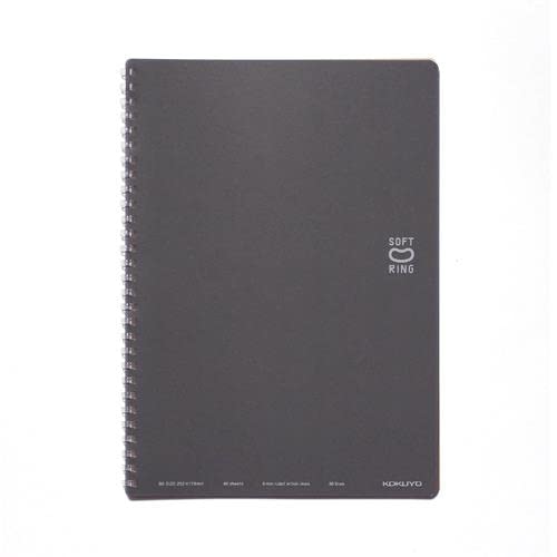 KOKUYO Spiral Lined Notebook, 10'' x 7'' Business Journal B5 Soft Ring Notebooks with Dot 6 mm Ruled, 40 Sheets, Dark Gray 1 Subject Notebook, Note Taking for Work. Japan Import (SU-SV301BT-DM)