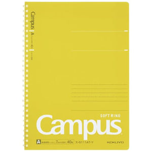 KOKUYO Spiral Lined Notebook, 10'' x 7'' Pastel Journal B5 Campus Soft Ring Notebooks with Dot 7 mm Ruled, 40 Sheets, Green 1 Subject Notebook, Note Taking for School. Japan Import (SU-S111AT-G)