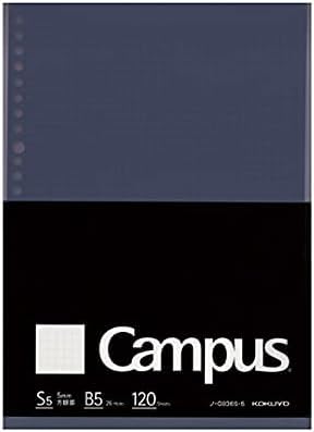 Kokuyo Campus 2x2 Spiral Binder Notebook Set, B5 Refillable Notebook + 120 Refill Papers with 5mm Grid Ruled, 40 Sheet Capacity, 26 Rings, Navy, Perfect for Work, Study & Journal, Japan Import