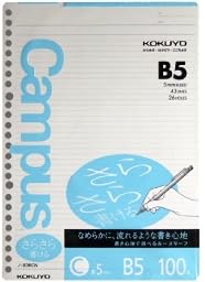 KOKUYO 5 Subject Spiral Notebook, Campus B5 Refillable Journal with 5 Tab Dividers, 100 Sheets in 5mm Ruled Loose Leaf Paper, Green, Japan Import (RU-P333NG & NO-836C)