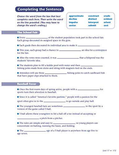 2021 Vocabulary Workshop, Tools for Comprehension - Level Orange