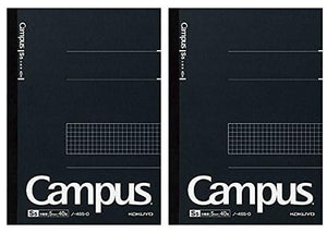 KOKUYO Campus Notebook, Business Type, Grid 5mm Ruled, Semi-B5, 40 Sheets, Black Cover, Pack of 2, Japan Import (NO-4S5-D)