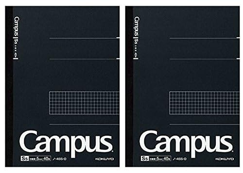 KOKUYO Campus Notebook, Business Type, Grid 5mm Ruled, Semi-B5, 40 Sheets, Black Cover, Pack of 2, Japan Import (NO-4S5-D)