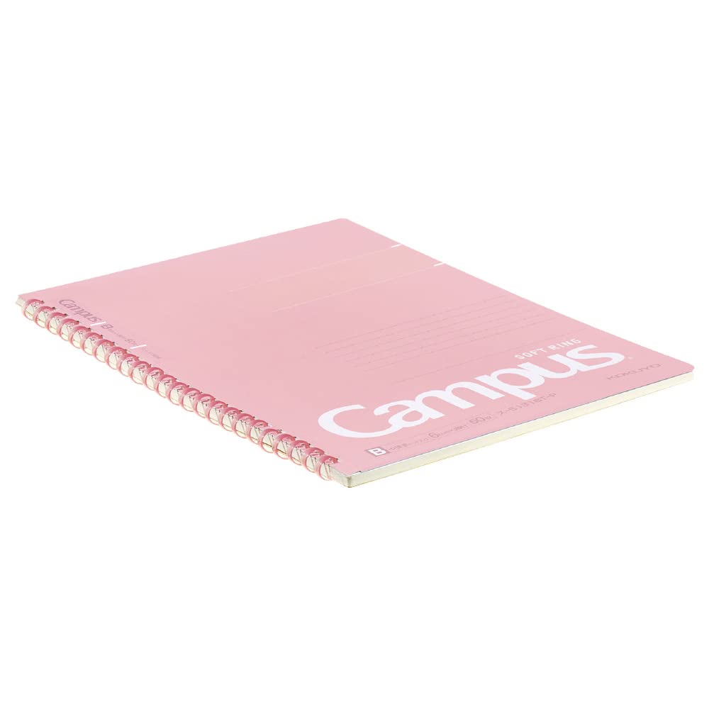 KOKUYO Spiral Lined Notebook, 8.3'' x 5.8'' Pastel Journal A5 Campus Soft Ring Notebooks with Dot 6 mm Ruled, 50 Sheets, Pink 1 Subject Notebook, Note Taking for School. Japan Import (SU-S131BT-P)