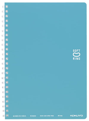 KOKUYO Spiral Lined Notebook, 8.3'' x 5.8'' Pastel Journal A5 Soft Ring Notebooks with Dot 6 mm Ruled, 50 Sheets, Light Blue 1 Subject Notebook, Note Taking for School. Japan Import (SU-SV331BT-LB)