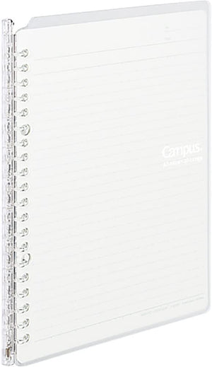 Kokuyo Campus Smart Ring Binder, A5 Clear Refillable Binder Notebook 20 Holes with 10 Extra Loose-Leaf Paper, Up to 25 Filler Papers for Work & Study, Japan Import (RU-SP130T)