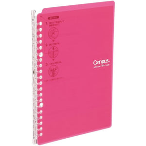 Kokuyo Campus Smart Ring Binder, B5 Pink Refillable Binder Notebook 26 Holes with 10 Extra Loose-Leaf Paper, Up to 25 Filler Papers for Work & Study, Japan Import (RU-SP700P)