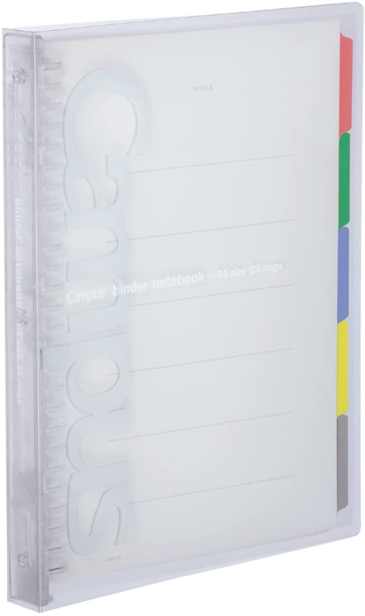 Kokuyo Campus Slide Binder with 5 Tab Dividers, Middle Type, B5, 26 Holes, Up to 100 Sheets, Transparent, Japan Import (RU-P333NT)