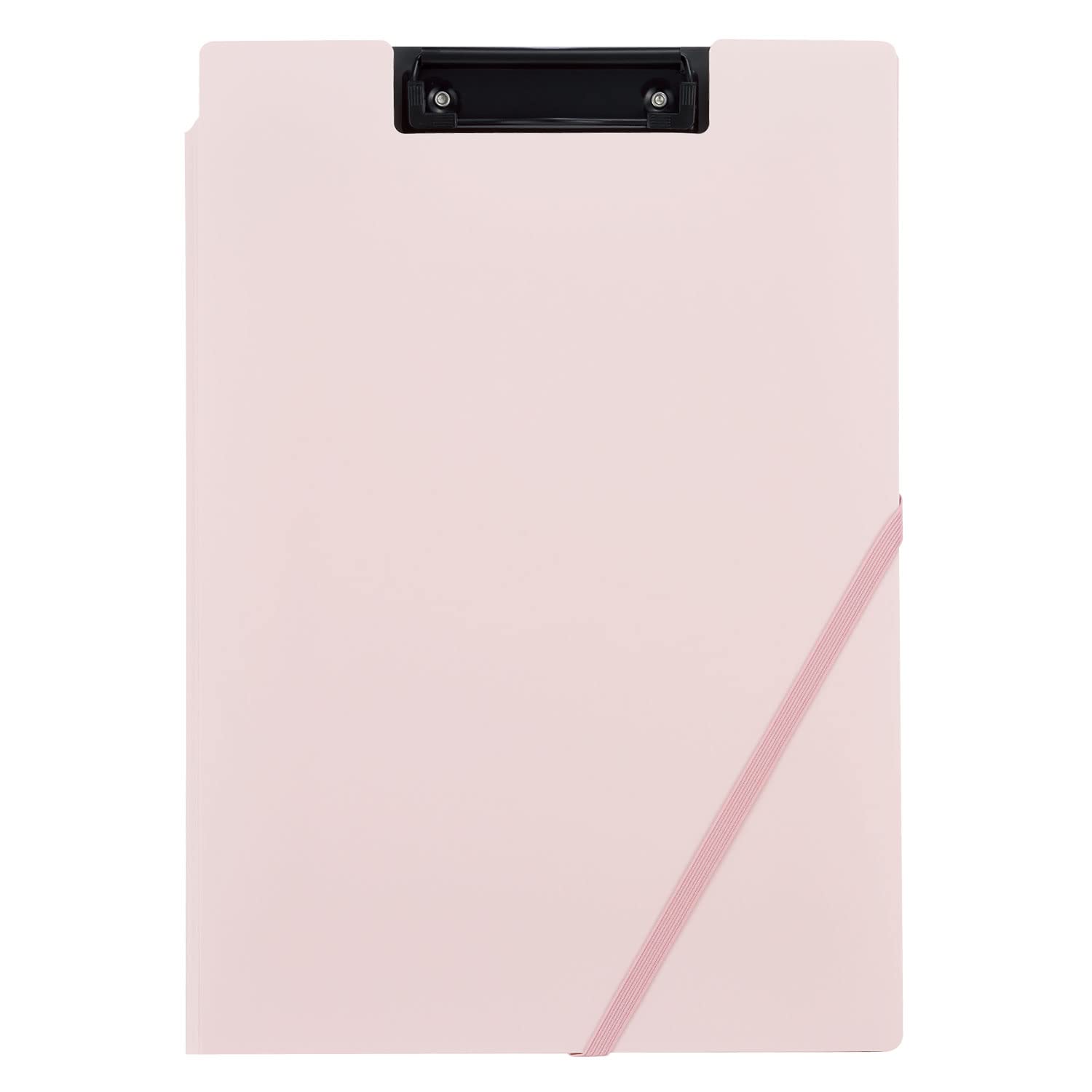 Kokuyo Clipboard Folder, Pink A4 Foldable Clipboard Folio with Clip. 360 Degree Binder Clipboard with Elastic Band, File Cover Work Folder Clipboards with Pen Slot. Japan Import (Joha-MC50P)