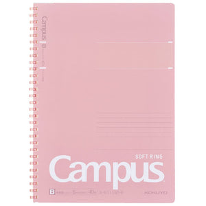 KOKUYO Spiral Lined Notebook, 10'' x 7'' Pastel Journal B5 Campus Soft Ring Notebooks with Dot 6 mm Ruled, 40 Sheets, Pink 1 Subject Notebook, Note Taking for School. Japan Import (SU-S111BT-P)