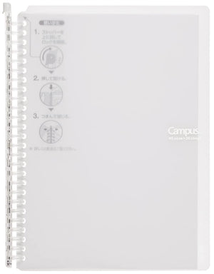 Kokuyo Campus Smart Ring Binder, B5 Clear Refillable Binder Notebook 26 Holes with 10 Extra Loose-Leaf Paper, Up to 60 Filler Papers for Work & Study, Japan Import (RU-SP706T)