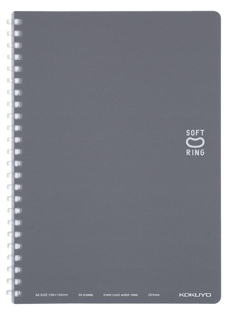 KOKUYO Spiral Lined Notebook, 8.3'' x 5.8'' Pastel Journal A5 Soft Ring Notebooks with Dot 6 mm Ruled, 50 Sheets, Purple 1 Subject Notebook, Note Taking for School. Japan Import (SU-SV331BT-V)