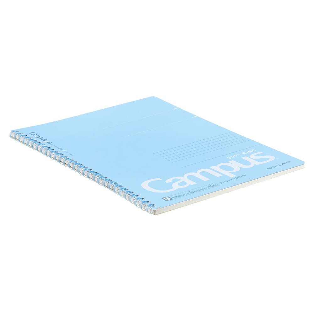 KOKUYO Spiral Lined Notebook, 10'' x 7'' Pastel Journal B5 Campus Soft Ring Notebooks with Dot 6 mm Ruled, 40 Sheets, Blue 1 Subject Notebook, Note Taking for School. Japan Import (SU-S111BT-B)