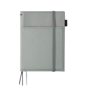 KOKUYO Systemic Synthetic Leather Cover Notebook, with One A5, B 6mm Ruled, 28 Lines, 50 Sheets, Twin Ring Edge Title Notebook, Gray, Japan Import (NO-V685B-M)