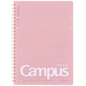 KOKUYO Spiral Lined Notebook, 8.3'' x 5.8'' Pastel Journal A5 Campus Soft Ring Notebooks with Dot 6 mm Ruled, 50 Sheets, Pink 1 Subject Notebook, Note Taking for School. Japan Import (SU-S131BT-P)