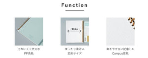 KOKUYO Graph Journal Notebook, Sooofa 7.2'' x 5.5'' Soft Ring Notebook for Women 4mm Grid Ruled, 80 Perforated Sheets, Green, B6 Notebook for Work Journals for Writing. Japan Import (SU-SV748S4-G)