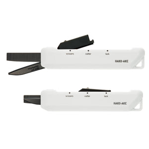 KOKUYO 2-Way Portable Scissors, HAKO-AKE Compact Pocket Size Travel Scissors, Black Blade All Purpose Craft Scissor Box Cutter for Office, Travel and Home. White(Hasa-T420W)
