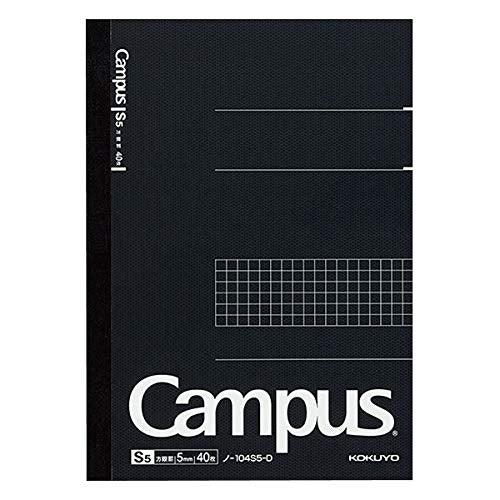 KOKUYO Campus Pre-Dotted Notebook, Semi A5, 5mm Grid Ruled - 40 Sheets - 80 Pages, Black (5 pack)