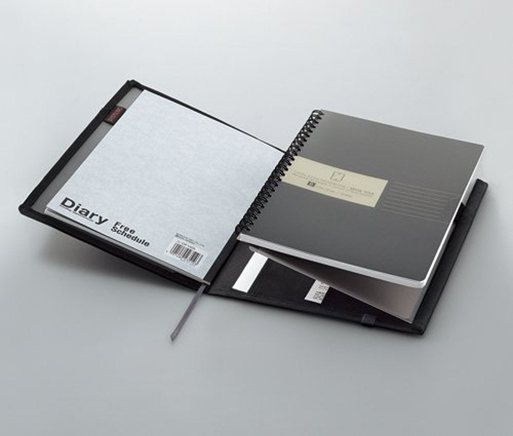 KOKUYO Systemic Cover Notebook, with One Semi-B5, B 6mm Ruled, 35 Lines, 40 Sheets, Twin Ring Edge Title Notebook, Black, Japan Import (NO-683B-D)