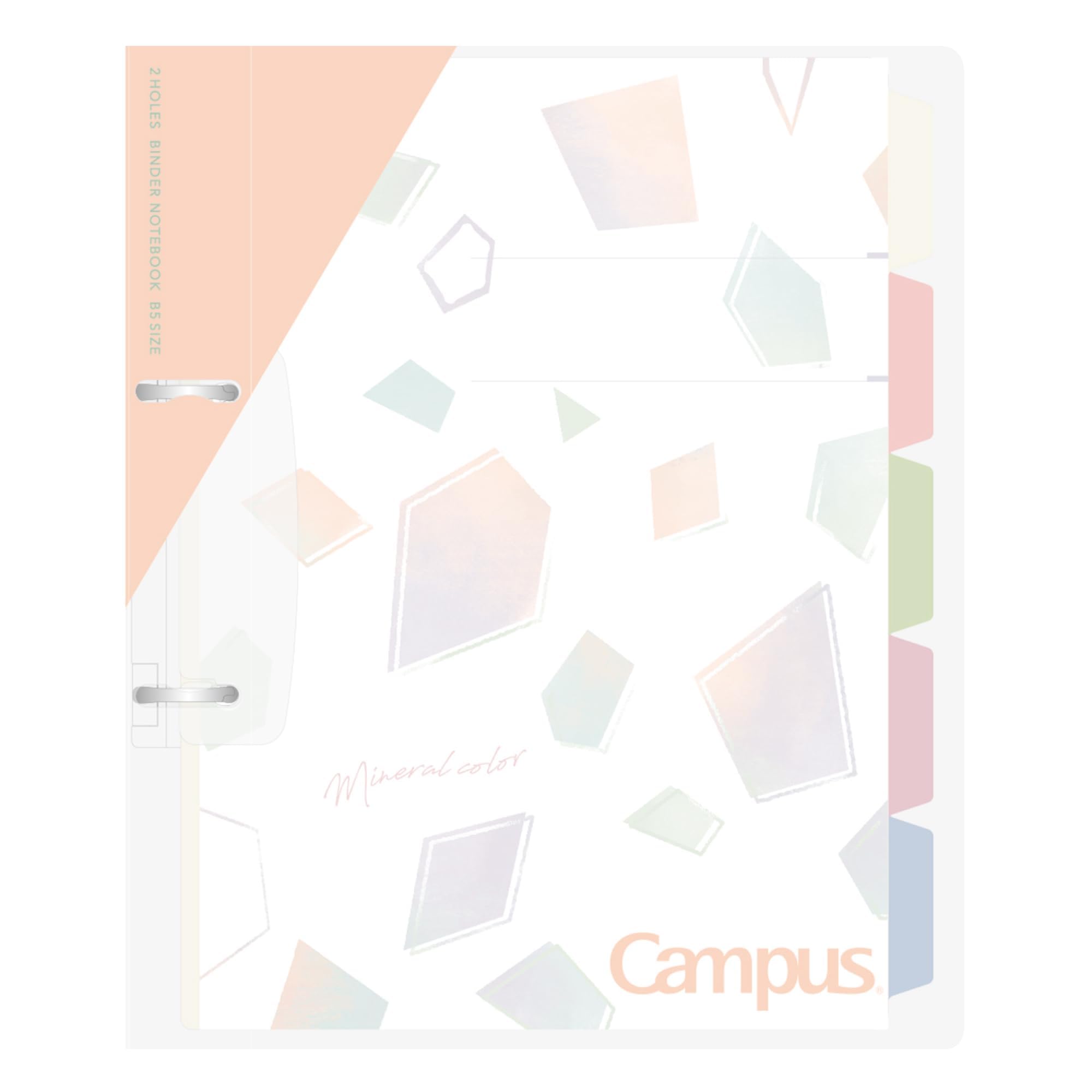 Kokuyo Campus Refillable Notebook, B5 Slim 2 Ring Binder Notebook with with 5 Subject Dividers, 100 Sheets Capacity. Suitable for 26 Holes Loose Leaf Paper, Mineral Color Apricot Pink (Le-PP358-L4P)