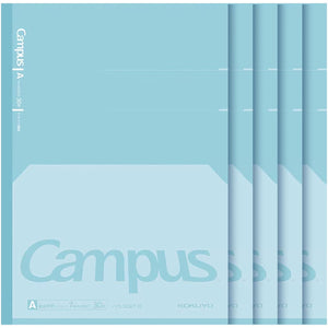 KOKUYO Campus Composition Kimochii Notebook, 5 Pack Feels Flat Semi-B5 Comp Book, Green, Dot A 7mm Ruled, 30 Sheets School Lined Journal Notebook for Work Study Note Taking. Japan Import (NO-FL3CAT-G)