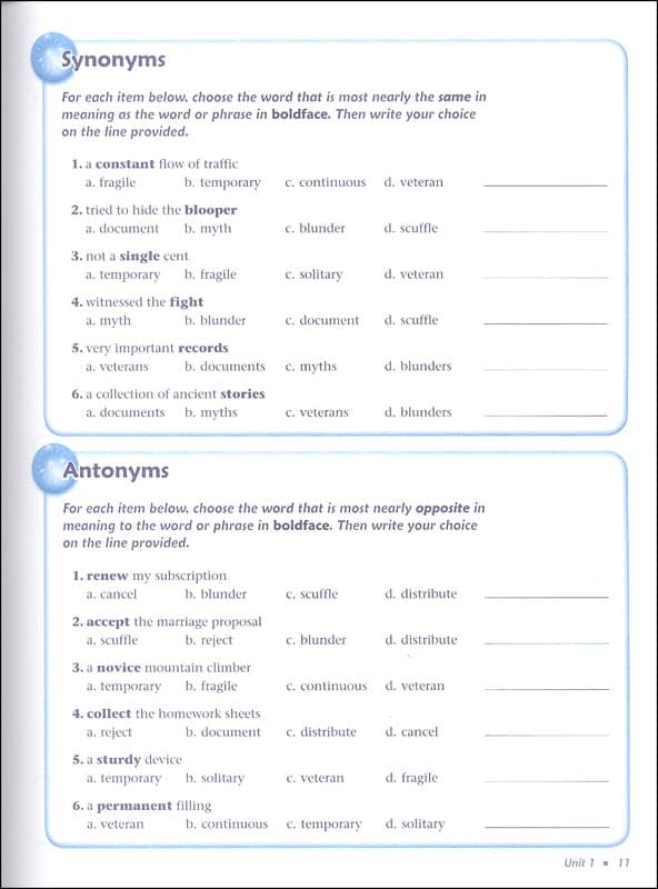 Vocabulary Workshop Enriched Blue Level Student Edition, Grade 5 | Vocabulary Workbook | Upper Elementary English Language Arts