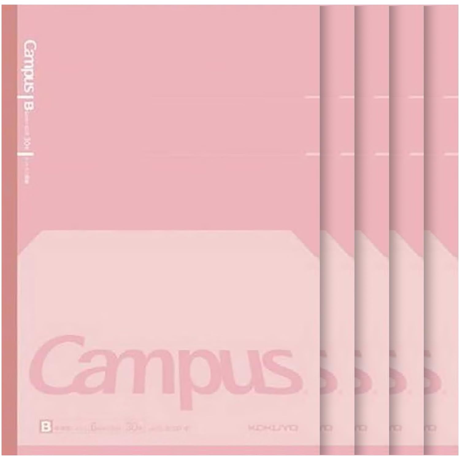 KOKUYO Campus Composition Kimochii Notebook, 5 Pack Feels Flat Semi-B5 Comp Book, Pink, Dot B 6mm Ruled, 30 Sheets School Lined Journal Notebook for Work Study Note Taking. Japan Import (NO-FL3CBT-P)