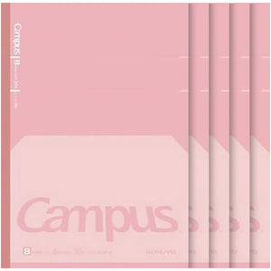 KOKUYO Campus Composition Kimochii Notebook, 5 Pack Feels Flat Semi-B5 Comp Book, Pink, Dot B 6mm Ruled, 30 Sheets School Lined Journal Notebook for Work Study Note Taking. Japan Import (NO-FL3CBT-P)
