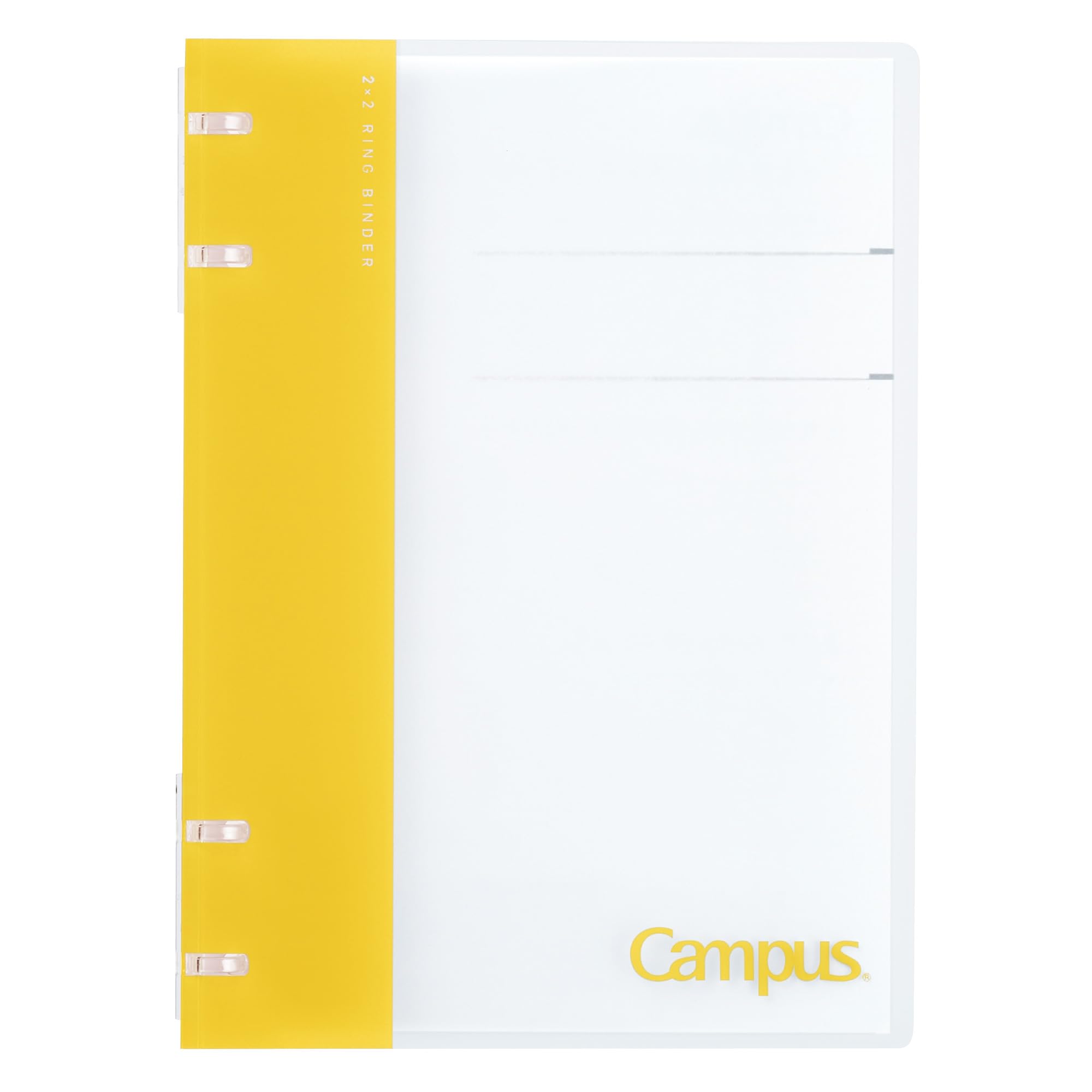 Kokuyo Campus Refillable Notebook, A5 2x2 Slim Ring Binder Notebook with Customizable Title Page, 40 Sheets Capacity. Suitable for 20 Holes Loose Leaf Paper, Yellow (RU-NP134Y)