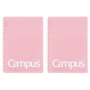 Kokuyo Campus Soft Ring Notebook, A5, B 6mm Dot Ruled, 29 Lines, 50 Sheets, Pink, Set of 2, Japan Import (SU-S131BT-P)