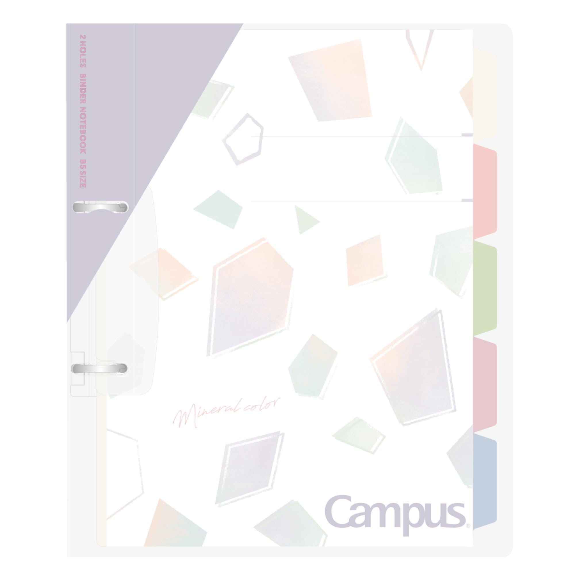 Kokuyo Campus Refillable Notebook, B5 Slim 2 Ring Binder Notebook with 5 Subject Dividers, 100 Sheets Capacity. Suitable for 26 Holes Loose Leaf Paper, Mineral Color Sheer Purple (Le-PP358-L4V)