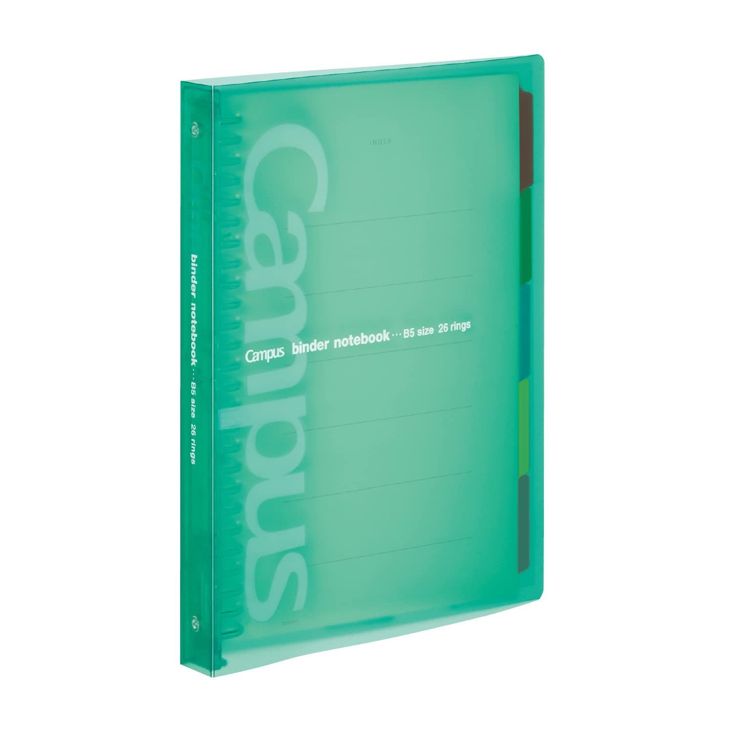 Kokuyo Campus Slide Binder with 5 Tab Dividers, Middle Type, B5, 26 Holes, Up to 100 Sheets, Green, Japan Import (RU-P333NG)
