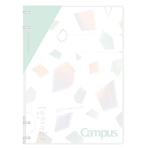 Kokuyo Campus Refillable Notebook, B5 2x2 Slim Ring Binder Notebook with Customizable Title Page, 40 Sheets Capacity. Suitable for 26 Holes Loose Leaf Paper, Mineral Color Sorbet Blue (Le-NP704-L1LB)