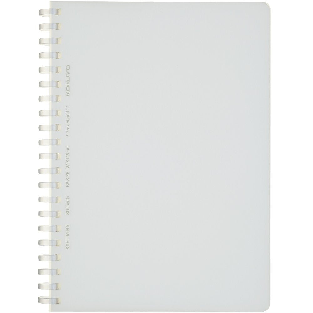 KOKUYO Spiral Dotted Notebook, 7.2'' x 5'' Business Journal B6 Soft Ring Notebooks with 5mm Dot Grid, 80 Perforated Sheets, Clear 1 Subject Notebook, Note Taking for Work. Japan Import (SU-SV548WT-T)