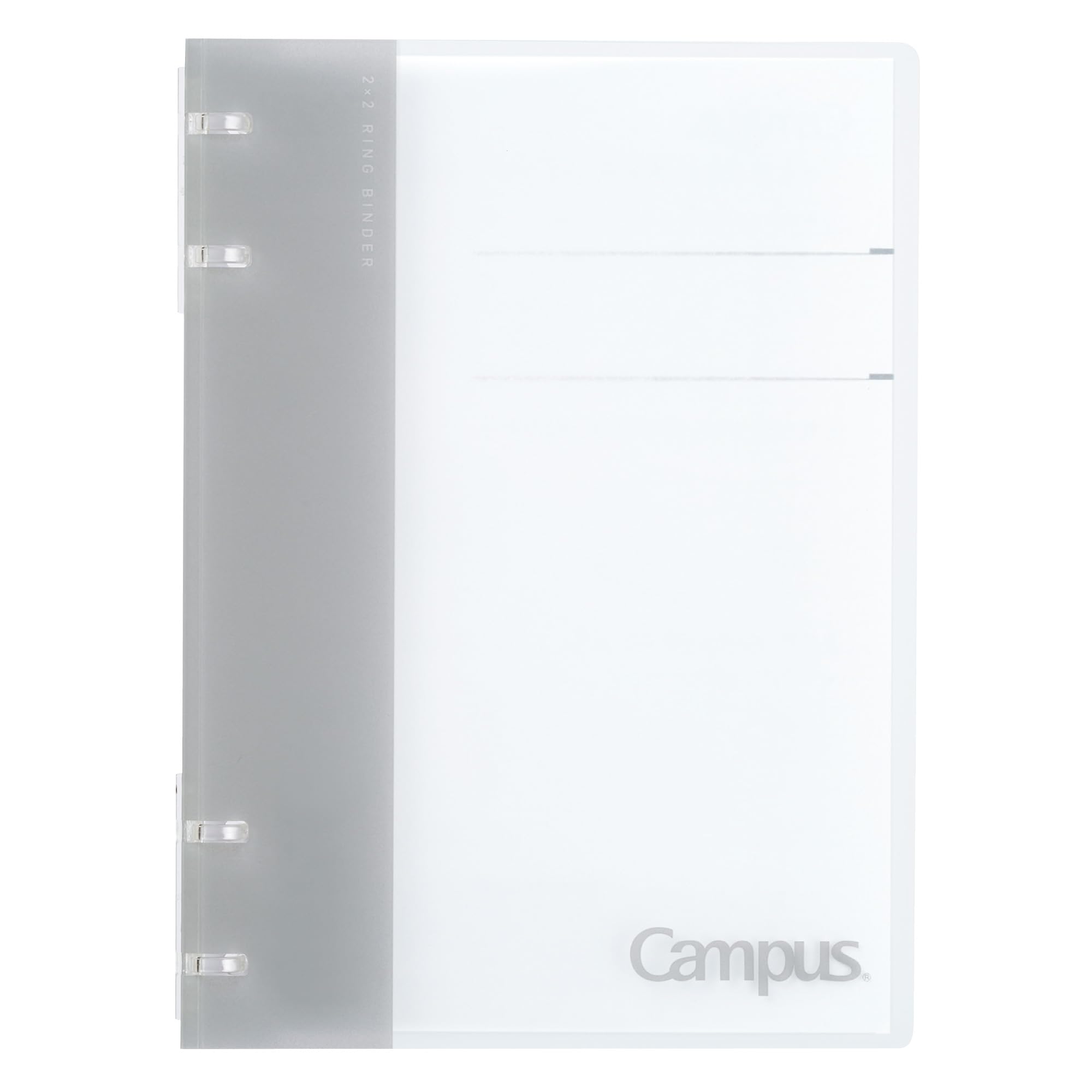 Kokuyo Campus Refillable Notebook, A5 2x2 Slim Ring Binder Notebook with Customizable Title Page, 40 Sheets Capacity. Suitable for 20 Holes Loose Leaf Paper, Gray (RU-NP134M)