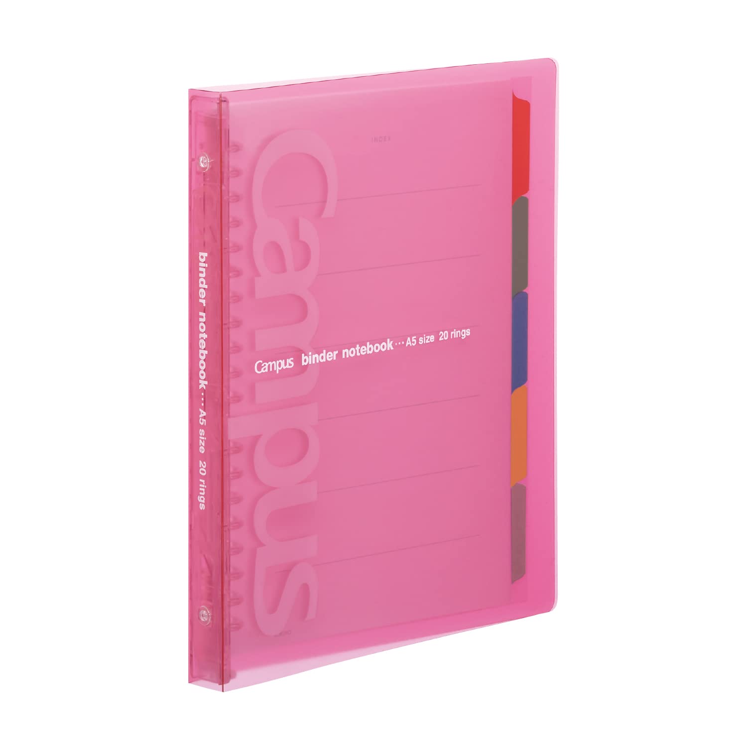 Kokuyo Campus Slide Binder with 5 Tab Dividers, Slim Type, A5, 20 Holes, Up to 65 Sheets, Pink, Japan Import (RU-P133NP)