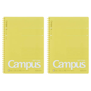 Kokuyo Campus Soft Ring Notebook, Semi-B5, B 6mm Dot Ruled, 34 Lines, 40 Sheets, Yellow, Set of 2, Japan Import (SU-S111BT-Y)