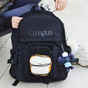 KOKUYO Big Student Laptop Backpack For College Women Middle High School Teen Girls Bookbag with Front Decoration Strap & Chest Strap, Travel Daypack For College, Middle High School, Bookbag (Black)