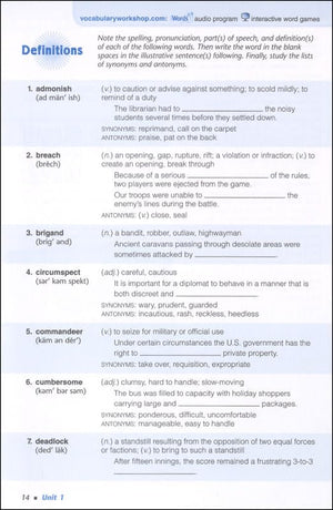 Vocabulary Workshop Enriched Level D Student Edition, Grade 9 | Vocabulary Workbook | Academic English Language Arts