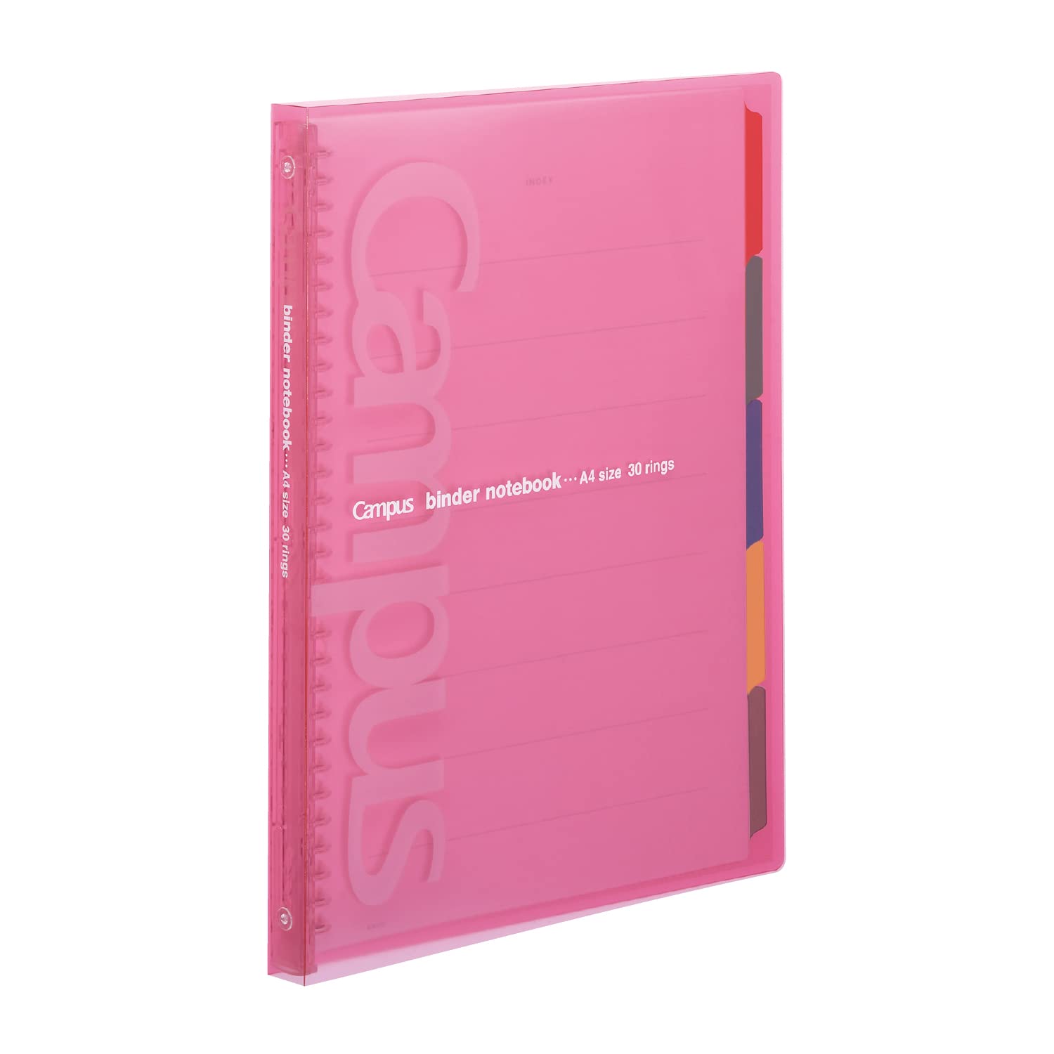 Kokuyo Campus Slide Binder with 5 Tab Dividers, Slim Type, A4, 30 Holes, Up to 65 Sheets, Pink, Japan Import (RU-P173NP)
