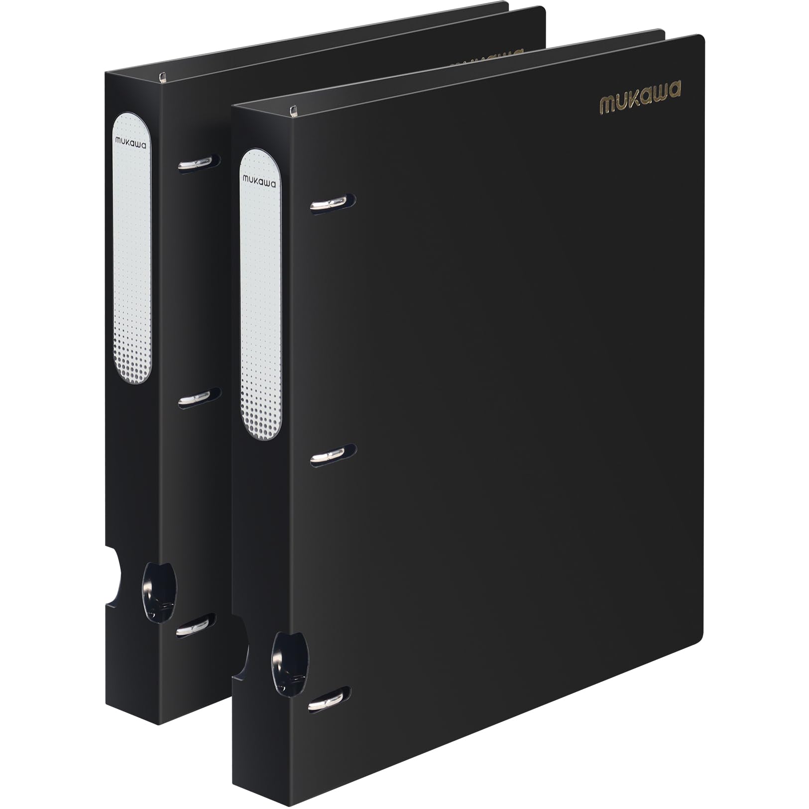 MUKAWA 1 Inch 3 Ring Binder, D-Ring Binder Holds 250 Sheets, PP Cover with Writable Spine Label, Lay-Flat Design, Letter Size 8.5x11, Lightweight for School, Office & Home Organization, 2 Pack, Black