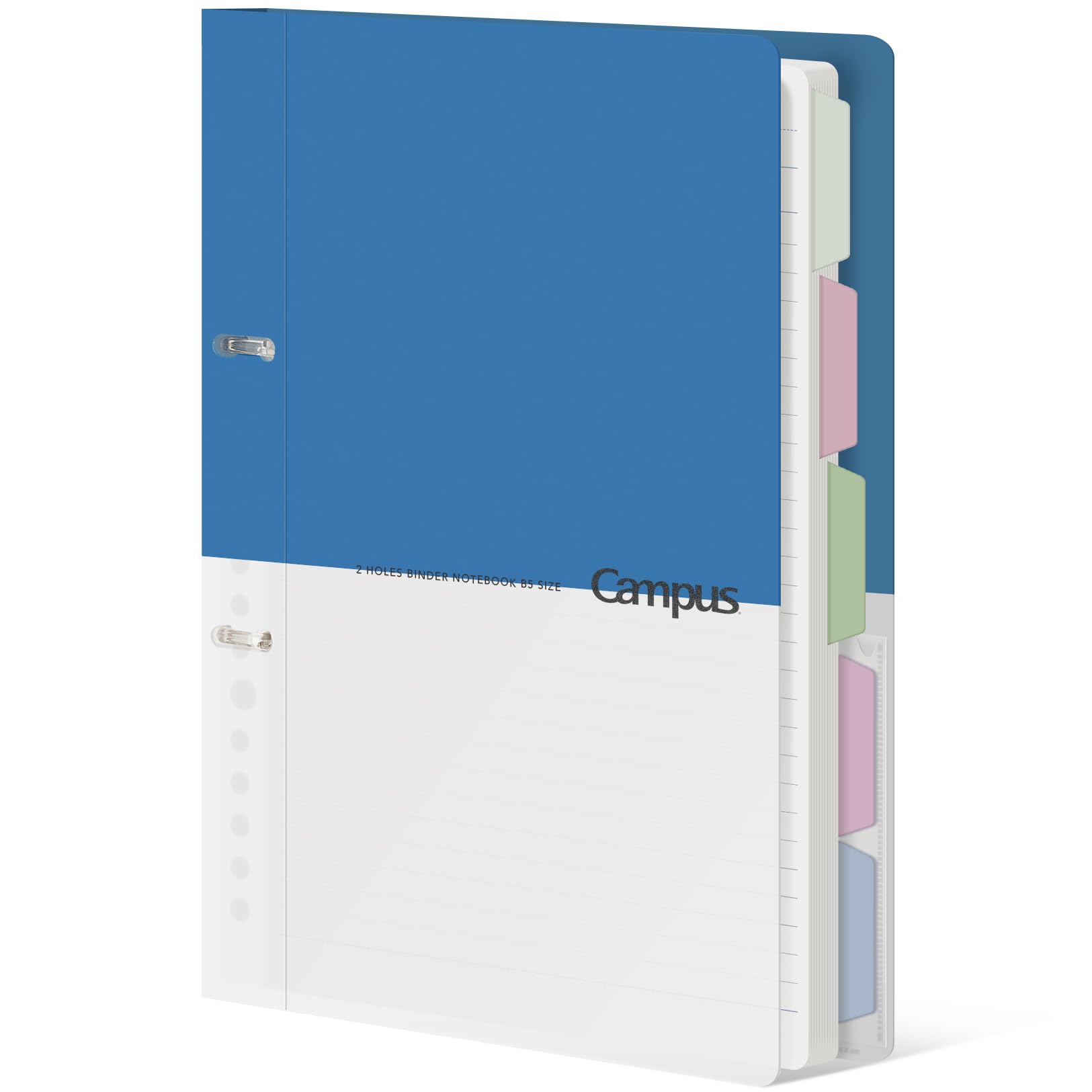 KOKUYO 5 Subject Spiral Notebook Journal, Campus 110 Sheets B5 Refillable Notebook with Dividers Tabs, 6mm Dot Lined Binder Notebook for Work School Note taking. 9" x 10.5", Blue, Japan Import