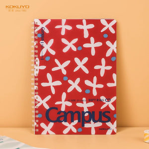 KOKUYO Spiral Lined Notebook, 4 Pack 8.3'' x 5.8'' SOU SOU Journal A5 Soft Ring Notebooks with 8mm Dot Ruled, 50 Sheets, 1 Subject Notebook for School and Note Taking